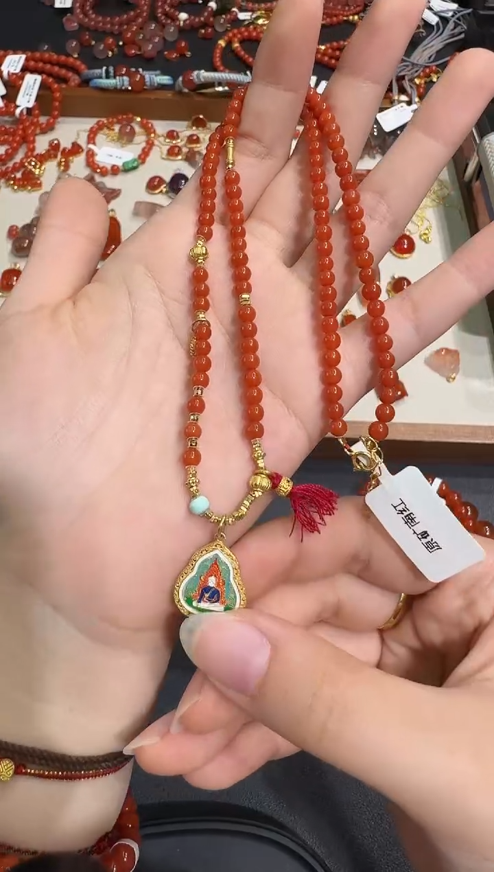 银S925镶嵌项链南红玛瑙X1204-223-207