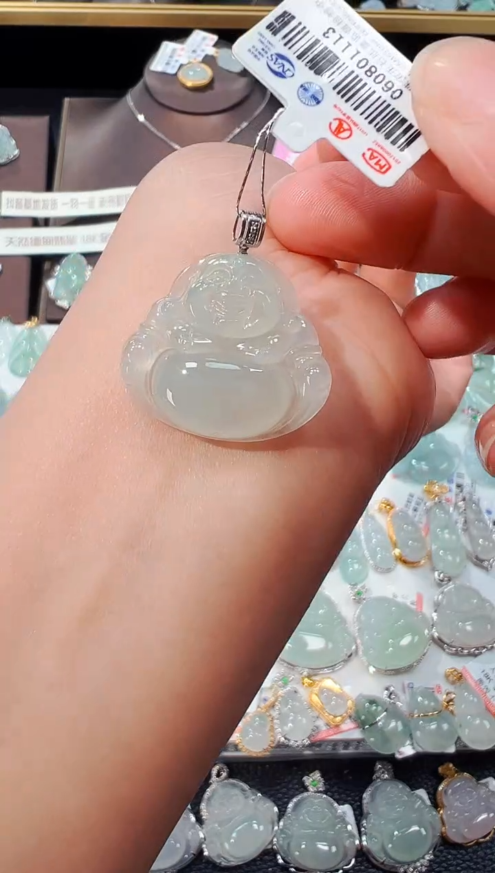 【闪购商品】翡翠吊坠(不含链)18K金镶嵌佛公吊坠1113