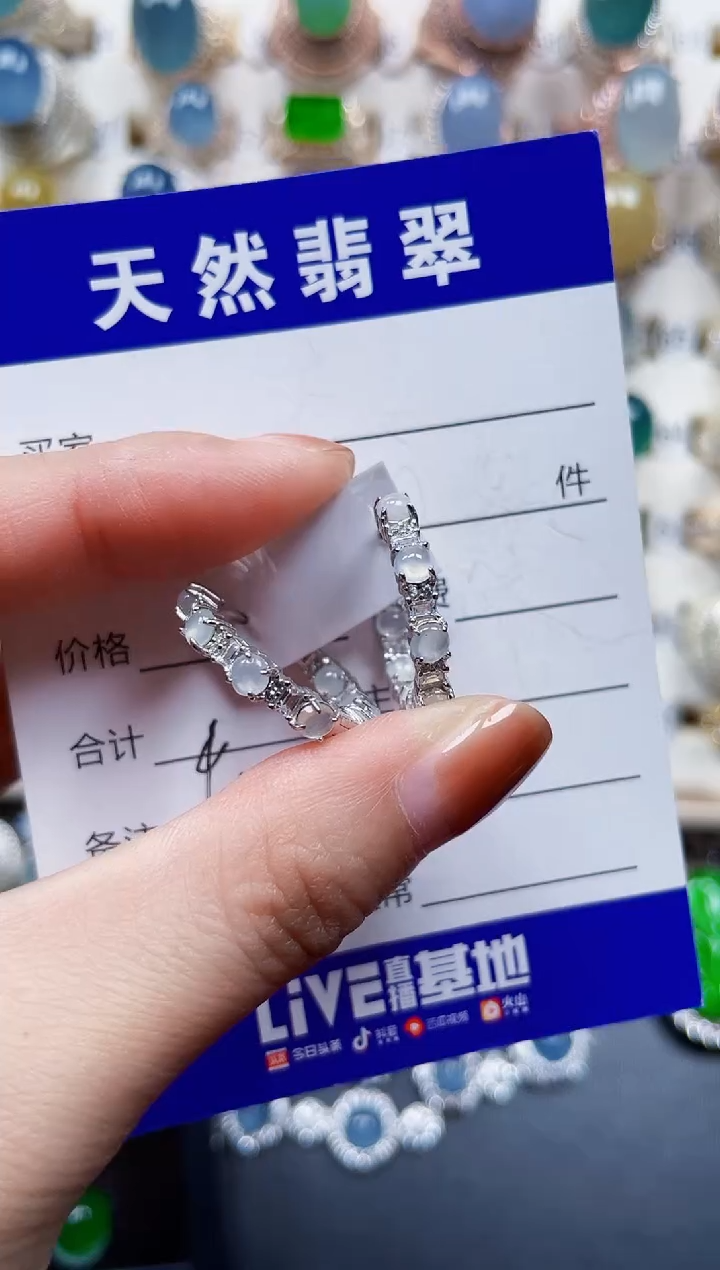 银S925镶嵌翡翠耳饰618