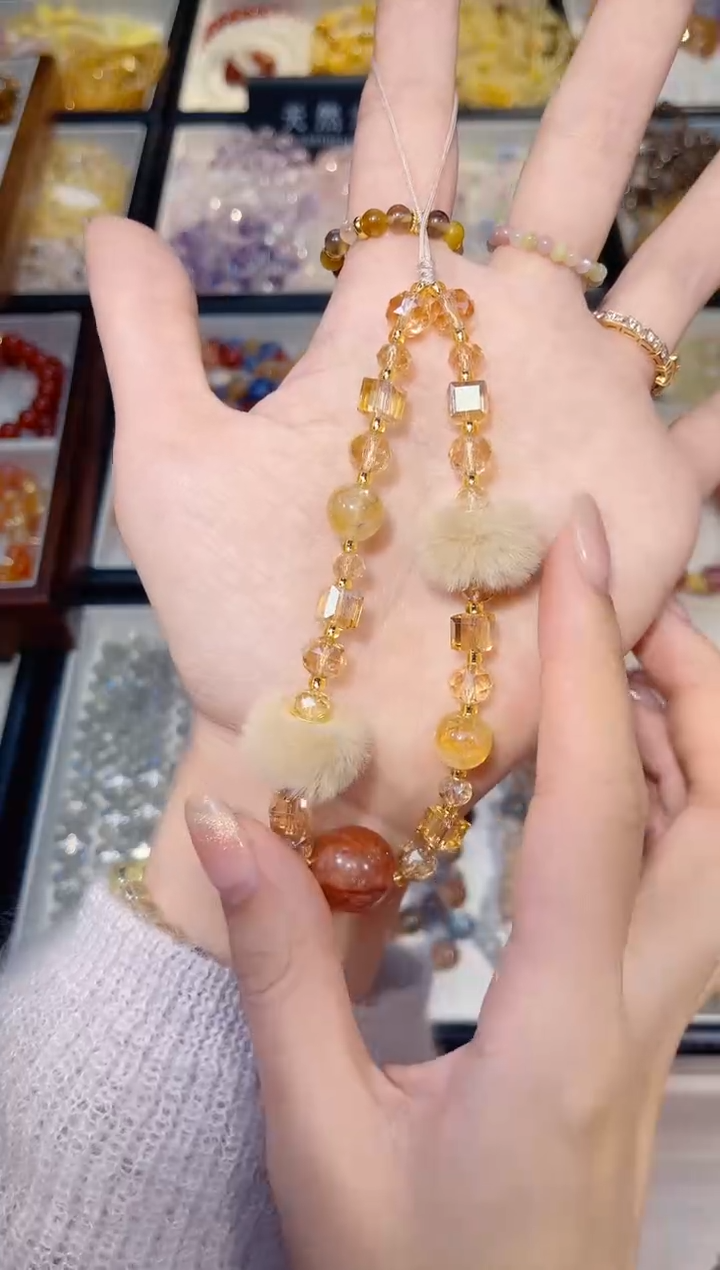 未镶嵌手串水晶黄塔晶手机链