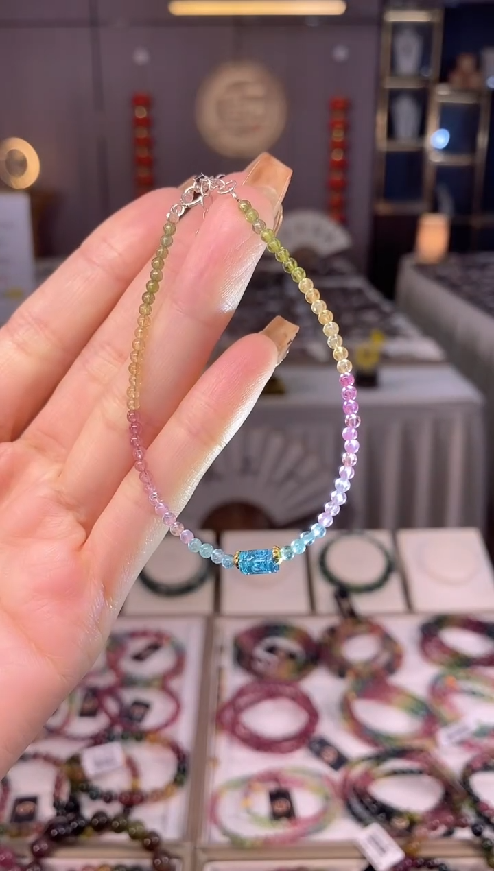 未镶嵌老矿碧玺色标单圈手链碧玺dan多样性发货一条