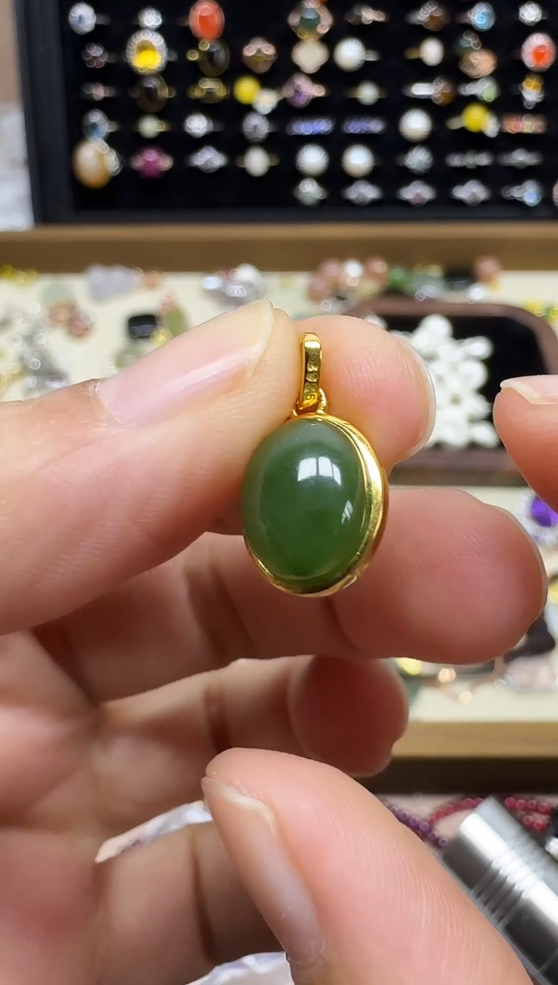 吊坠(不含链)银S925镶嵌和田玉平****）银S925镶嵌 和田玉