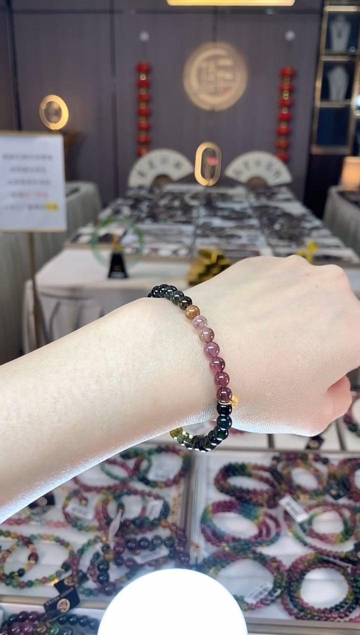 未镶嵌老矿碧玺单圈手串5mm+碧玺dan多样性发货一条