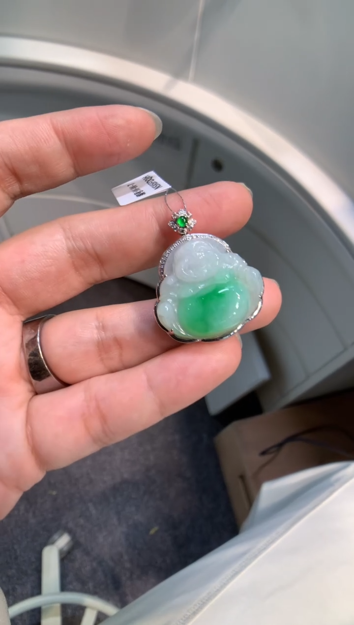 吊坠(不含链)18K金镶嵌翡翠佛公