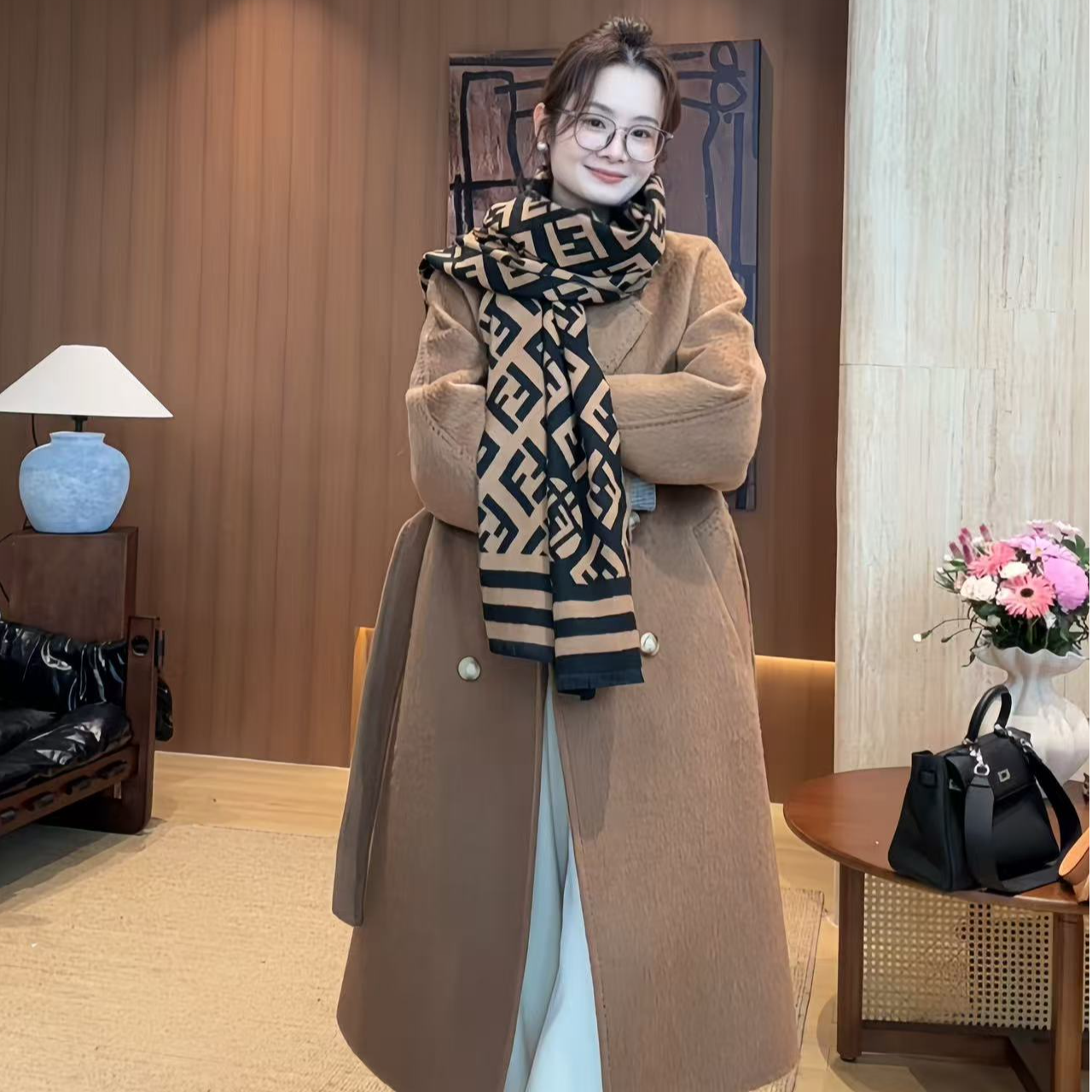 顶奢801长款【17%苏力羊驼+绵羊毛】明星同款101801大衣