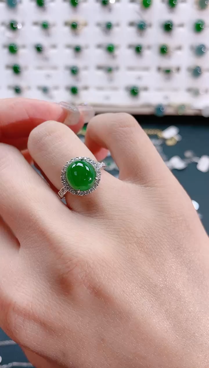 【闪购商品】翡翠戒指银S925镶嵌天然翡翠