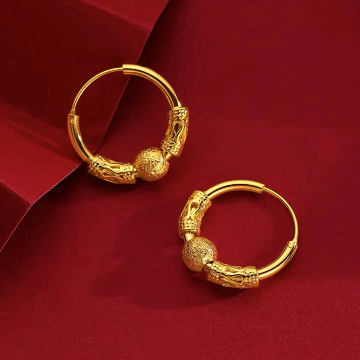 耳饰 金阿福 轻奢百搭 时尚饰品 转运珠耳环