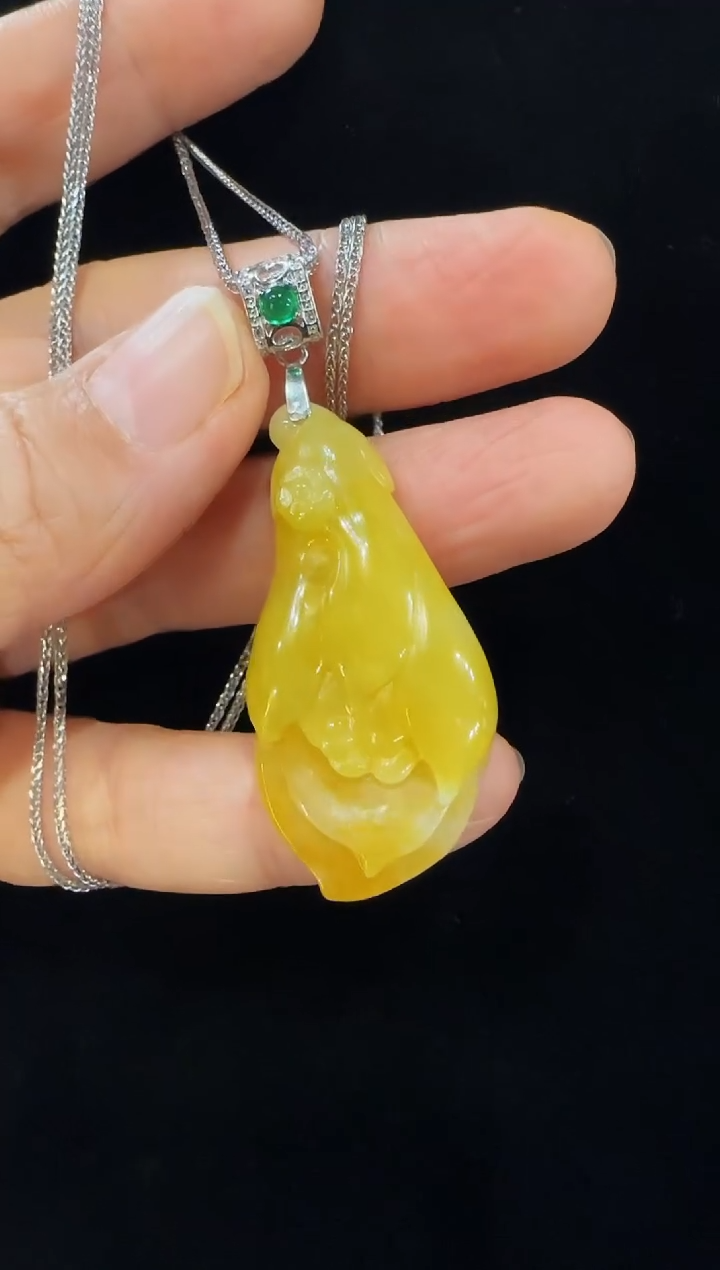 颈饰未镶嵌翡翠素**笑国风