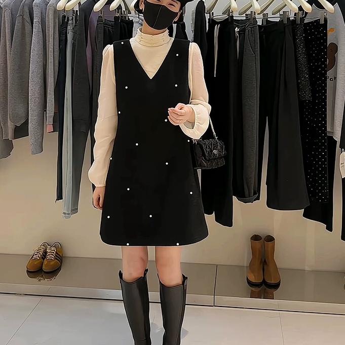 叙旧姑嫂推荐 时尚气质连衣裙假两件套7756编码21