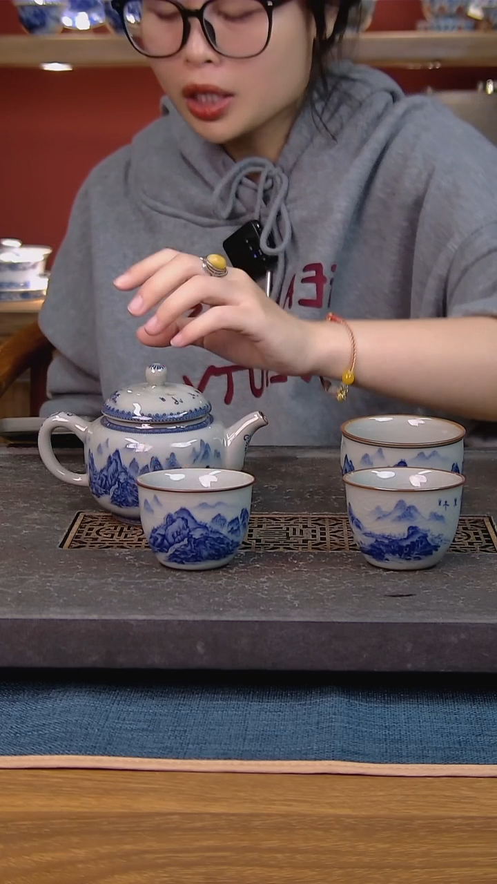 简装家用款4件套 老陶泥开片纹陶瓷茶具