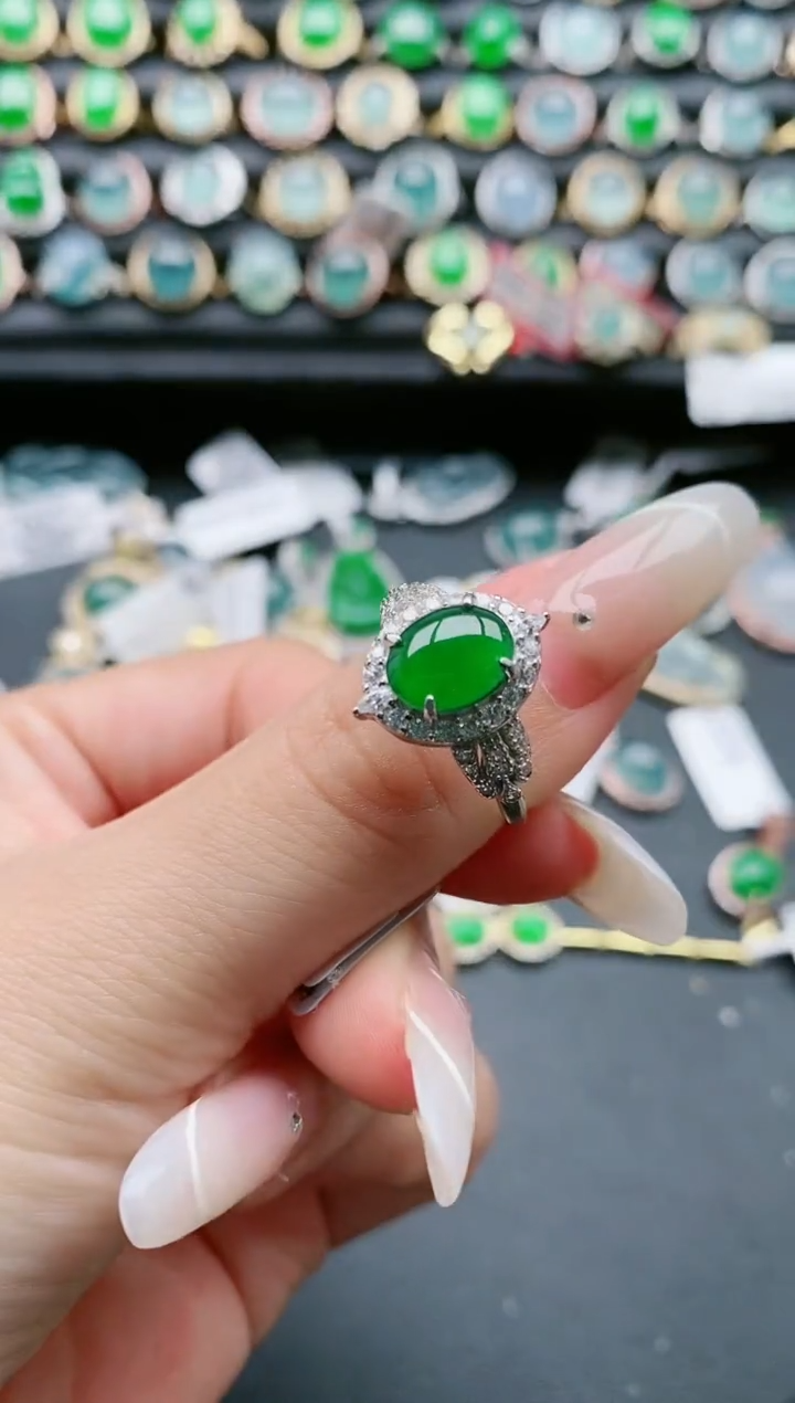 【闪购商品】翡翠戒指银S925镶嵌111111111