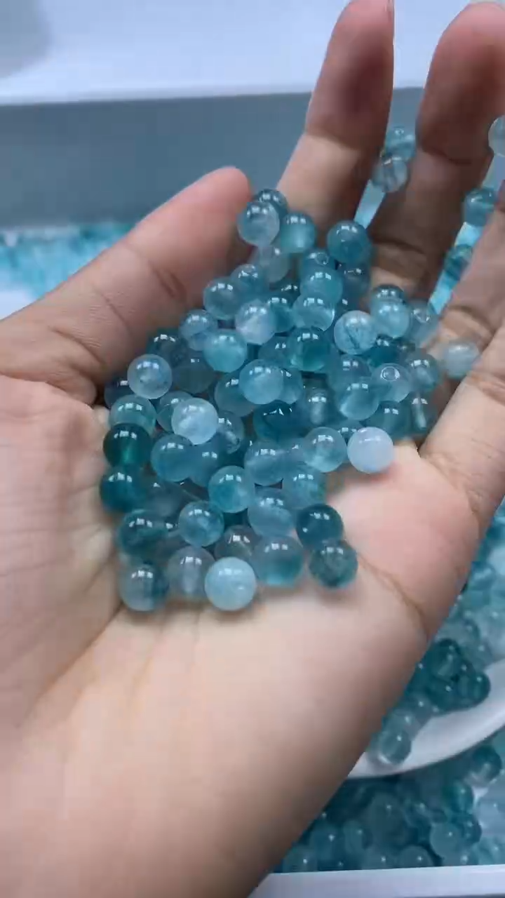 颈饰未镶嵌水晶w2986蓝碧玺6mm*30颗