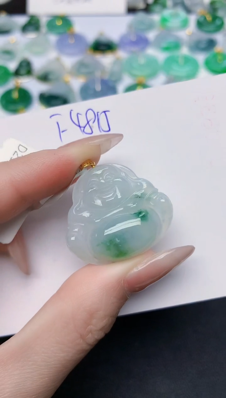 颈饰18K金镶嵌翡翠天然缅甸A货翡翠百元以上9元证书费自理