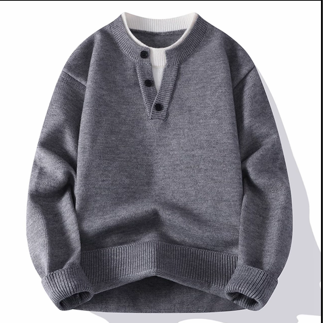 慵懒假两件毛衣男秋冬潮牌宽松加厚针织衫套头打底衫厚款毛衣外套