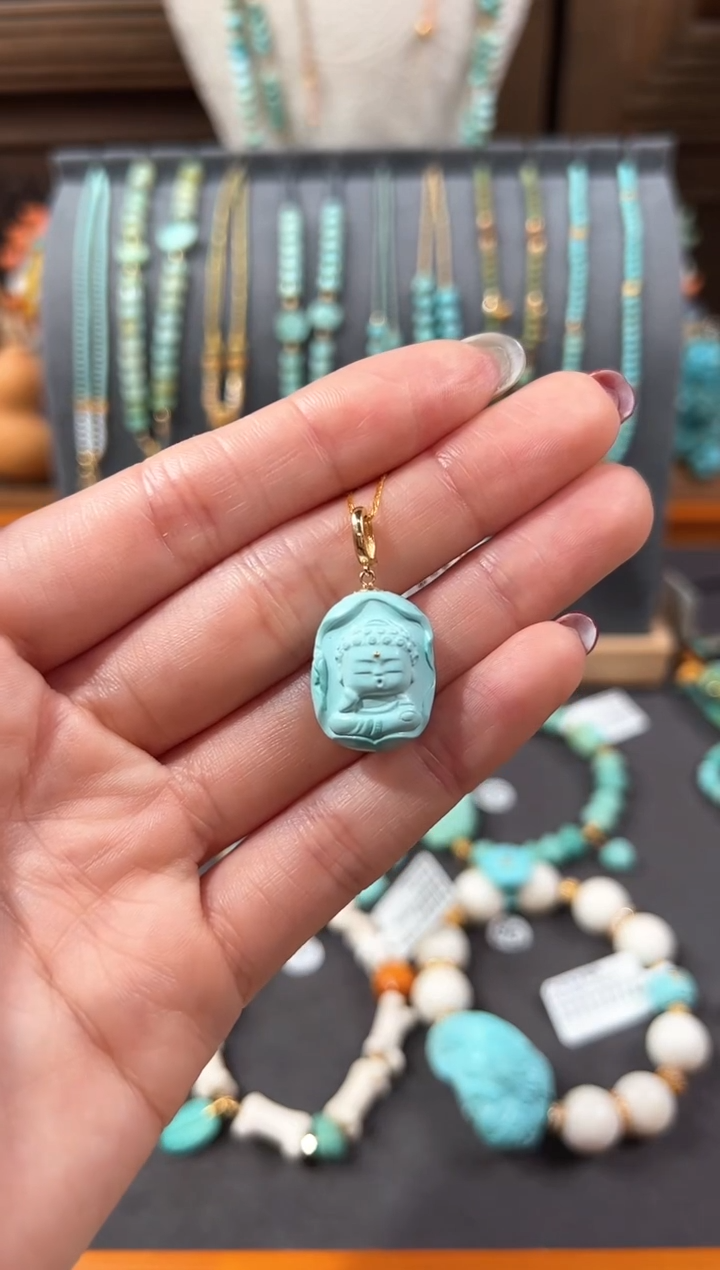 【闪购商品】绿松石颈饰18K金镶嵌绿松石吊坠