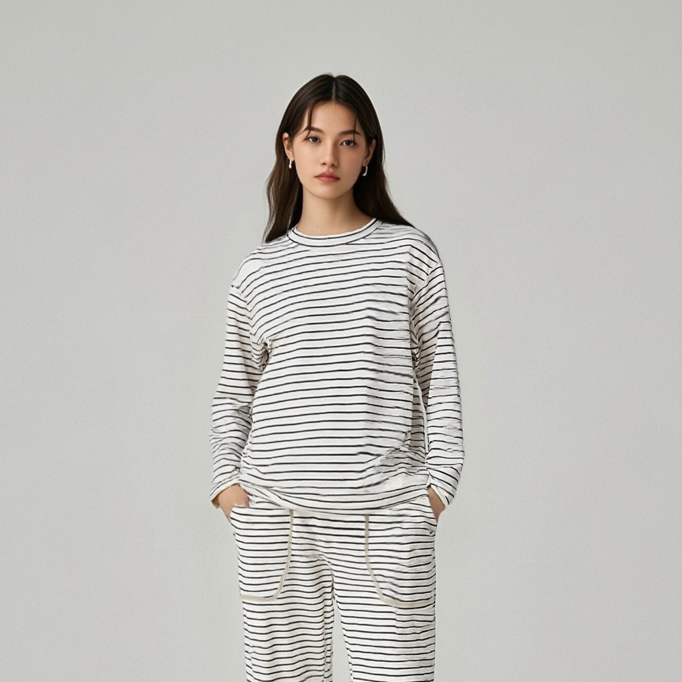 【櫟丝御锦·云憩】柞蚕丝女士长袖冬季睡衣家居服套装保暖50532H