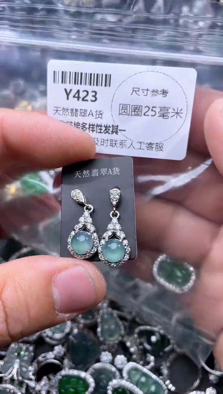 【闪购商品】翡翠颈饰未镶嵌Y423耳钉
