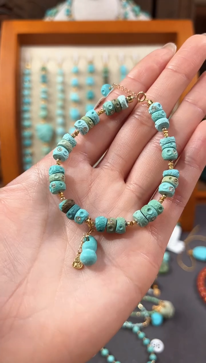 【闪购商品】绿松石手链18K金镶嵌绿松石手链