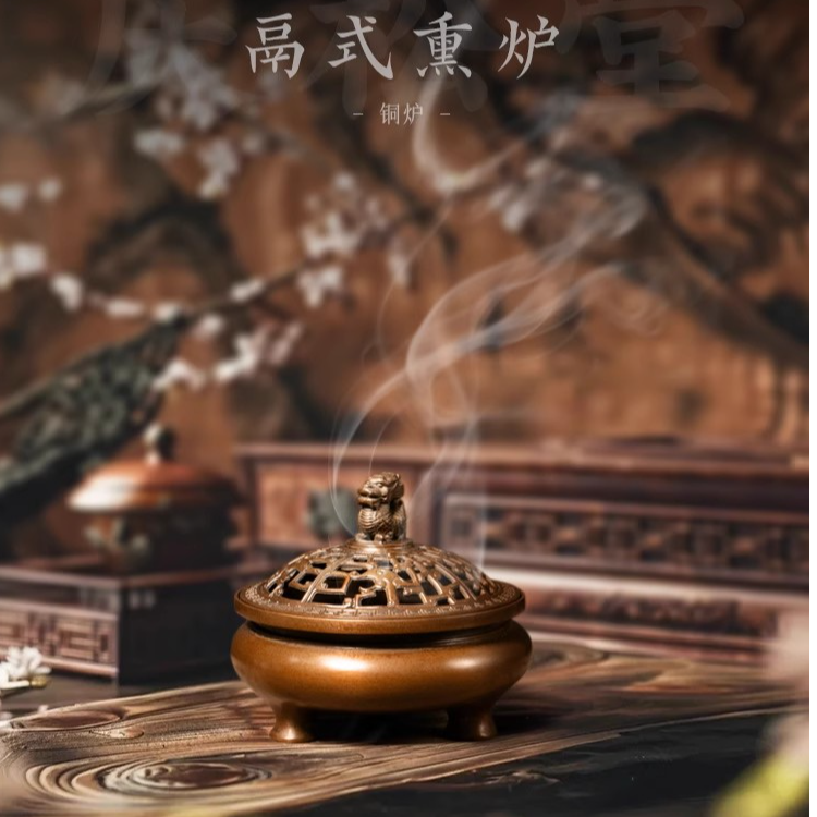 庆松堂苏工铜炉名家胡庆松制鬲式熏炉紫铜复古炉文房摆件禅意熏香