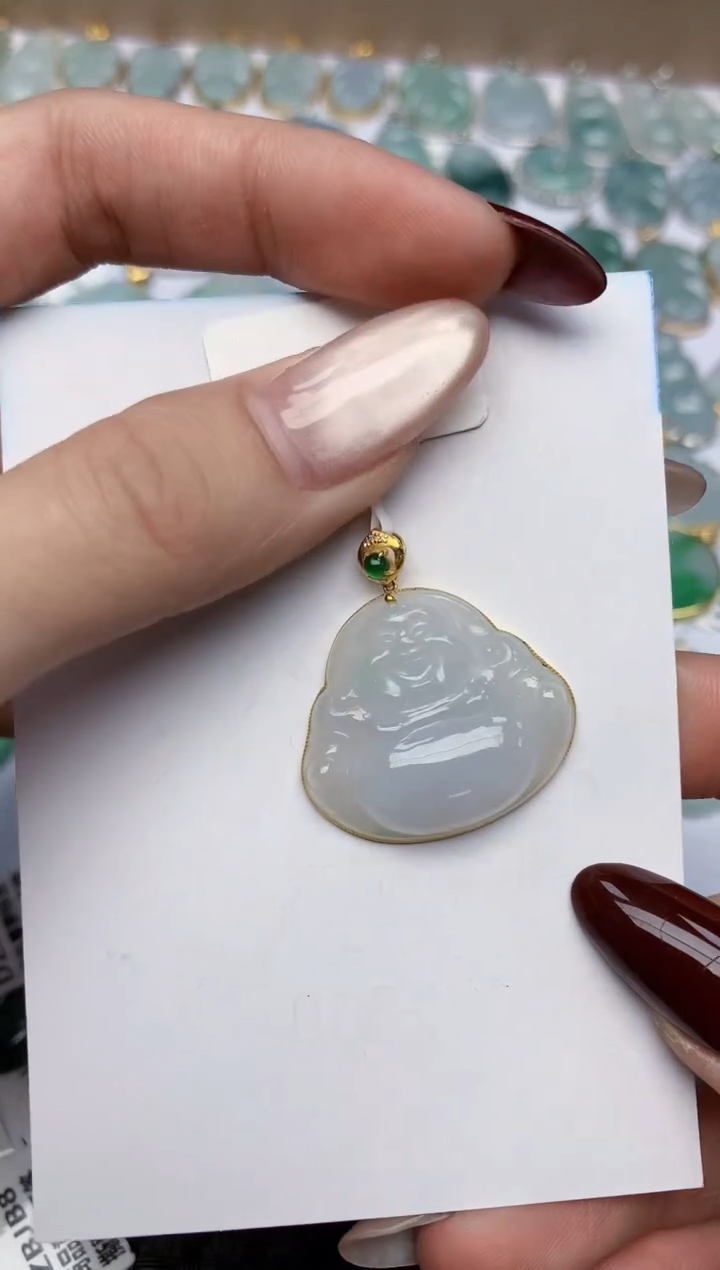 【闪购商品】翡翠颈饰18K金镶嵌天然翡翠a货