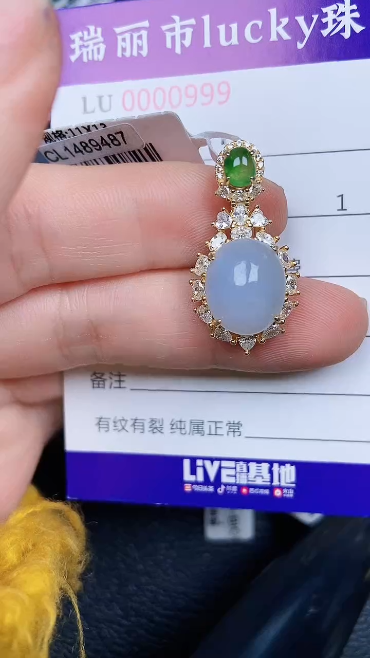 颈饰银S925镶嵌翡翠0999