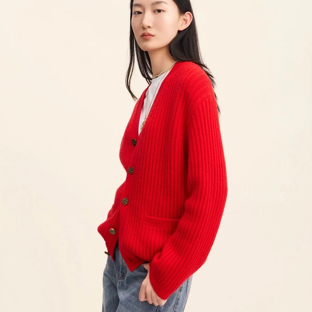 AMASS/阿玛施秋冬新款绵羊毛高质保暖休闲时尚百搭针织开衫548070