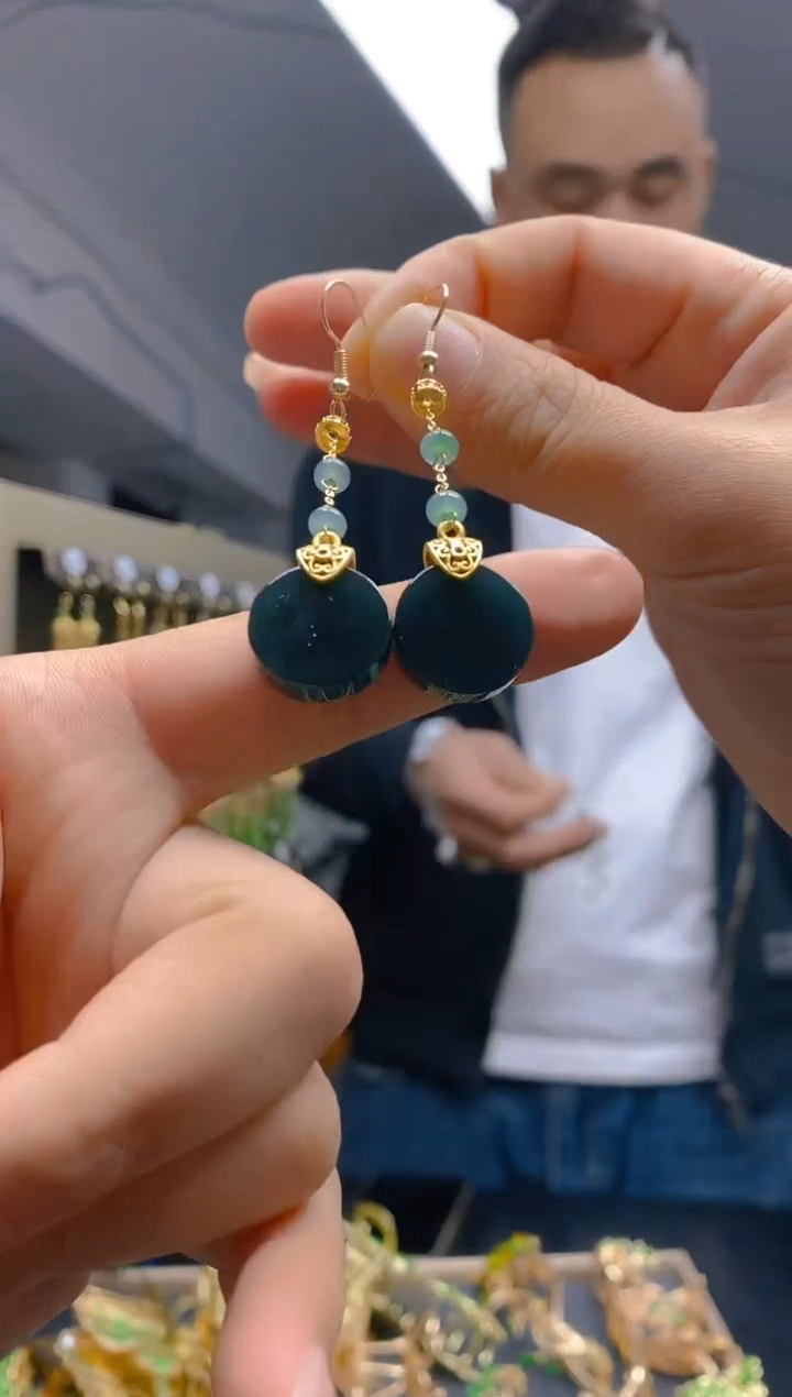 【闪购商品】翡翠耳饰合金0125翡翠耳钩
