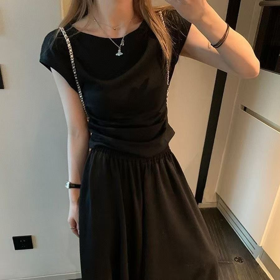 上衣+半身裙/夏季新款休闲套装女简约洋气宽松气质显瘦两件套AF