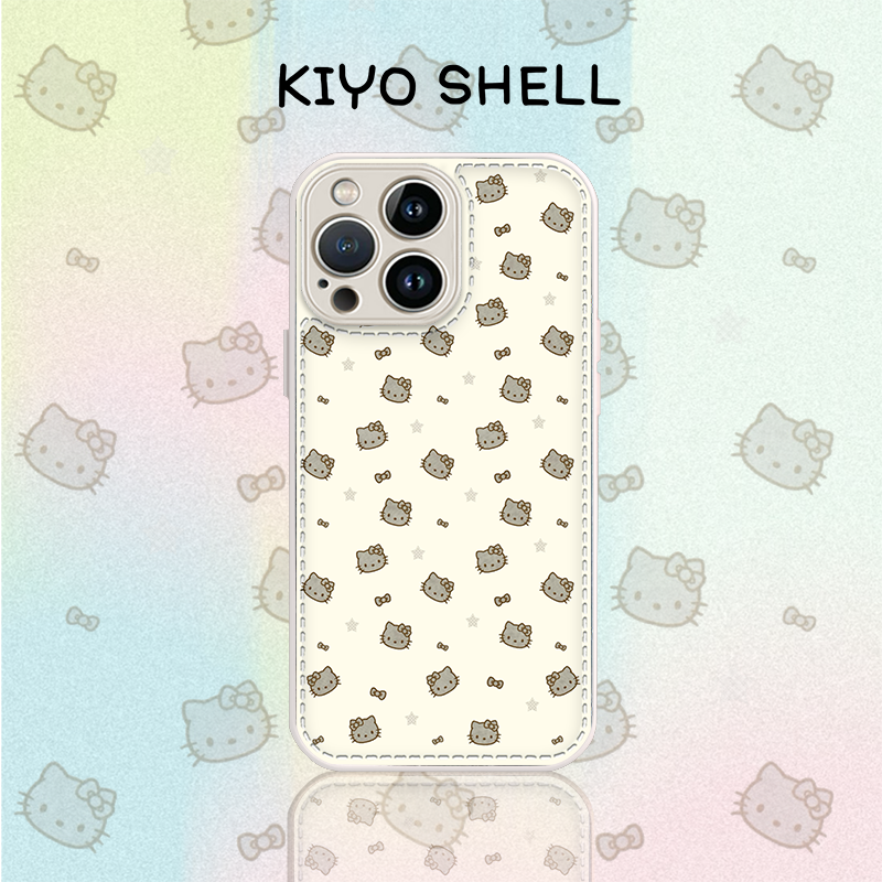 灰色碎花凯蒂适用苹果17promax全包手机壳iPhone华为vivo小米oppo