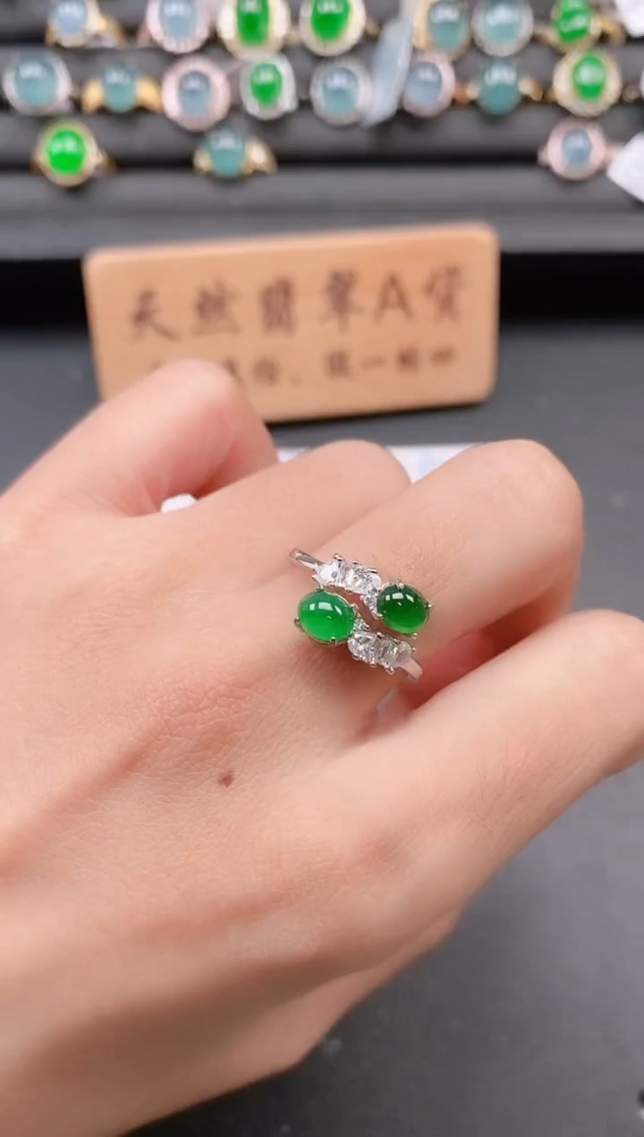银S925镶嵌戒指翡翠111