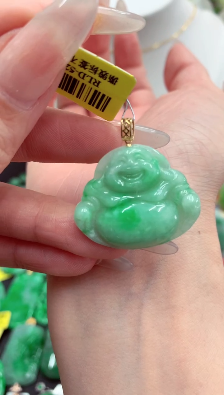 翡翠18K金镶嵌吊坠(不含链)挂件