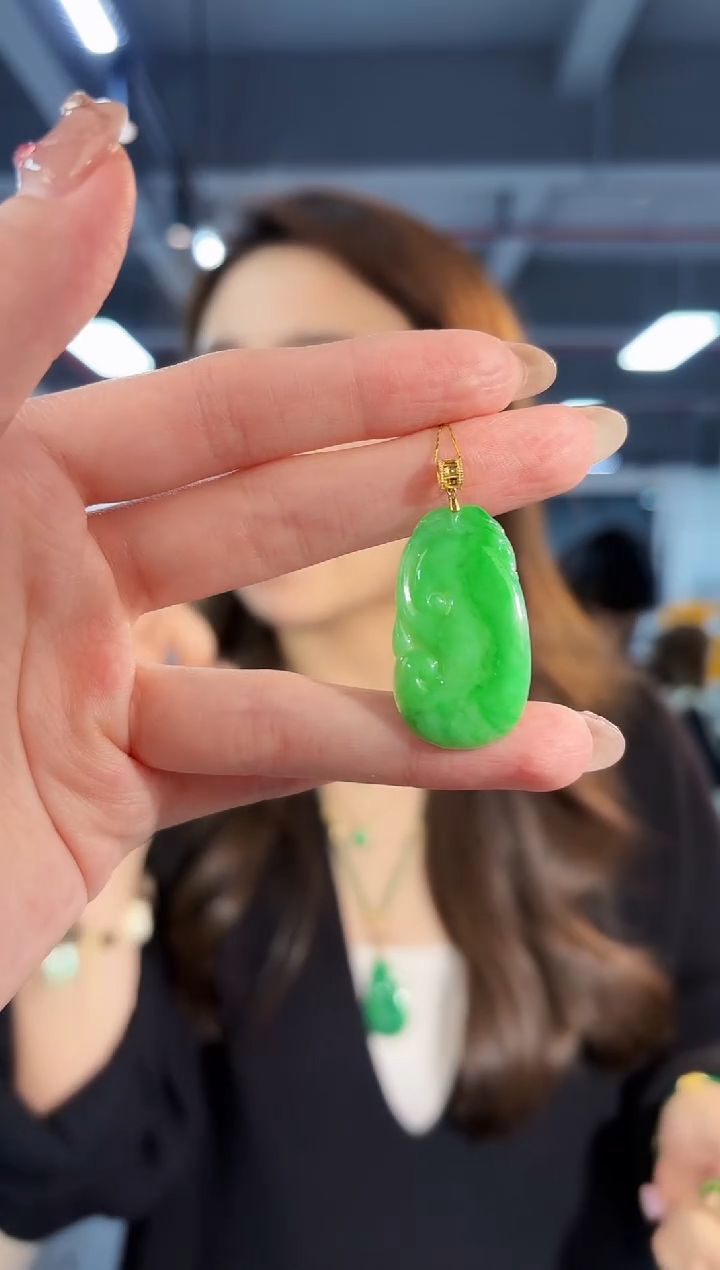 【闪购商品】翡翠颈饰18K金镶嵌缅料A货/支持复检/一件