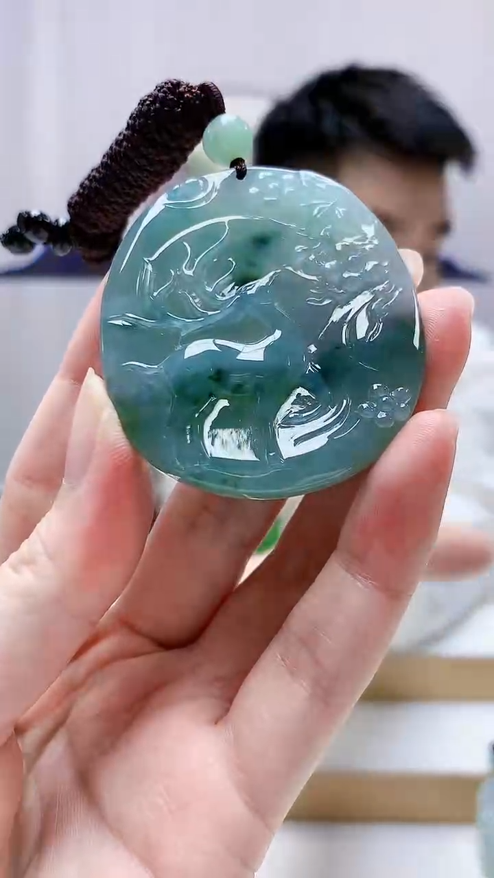 未镶嵌定制翡翠5028zm-毛货挂件88鹿牌