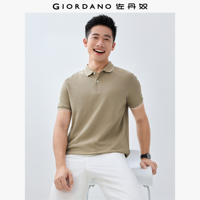 佐丹奴男装蜂巢网眼珠地布翻领人夫感穿搭上衣polo衫 01011425
