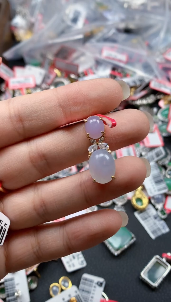 银S925镶嵌戒指翡翠天然A货缅甸翡翠