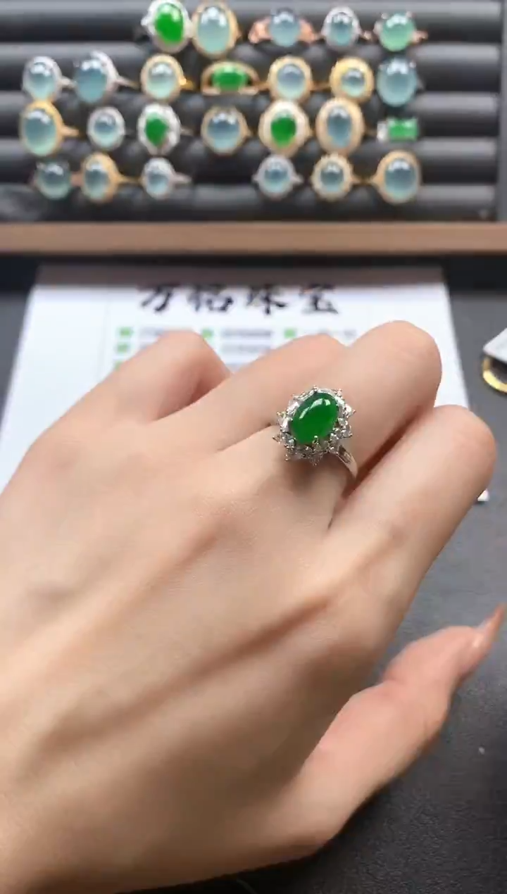 银S925镶嵌戒指翡翠51511