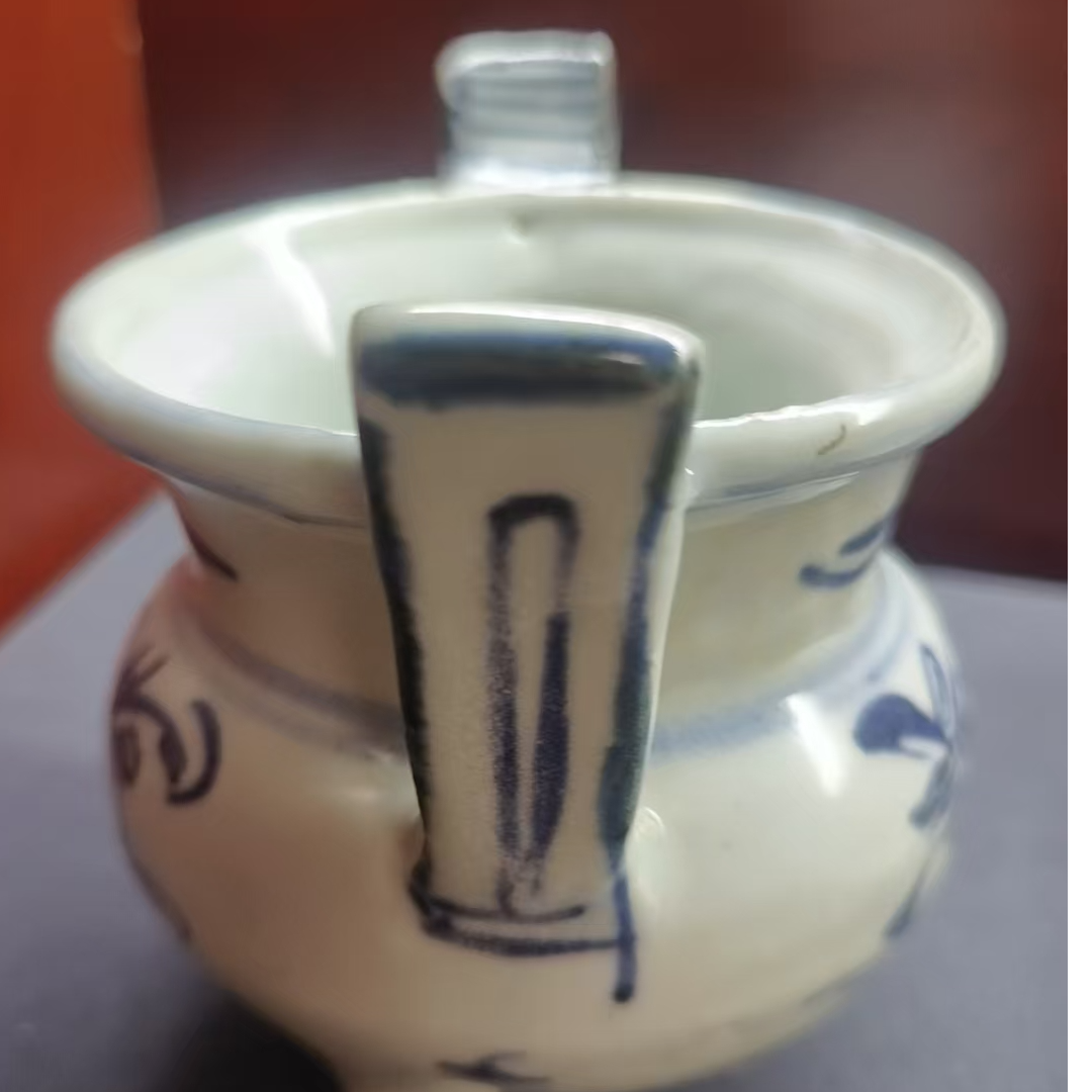景德镇青花瓷鼎式线描香炉
