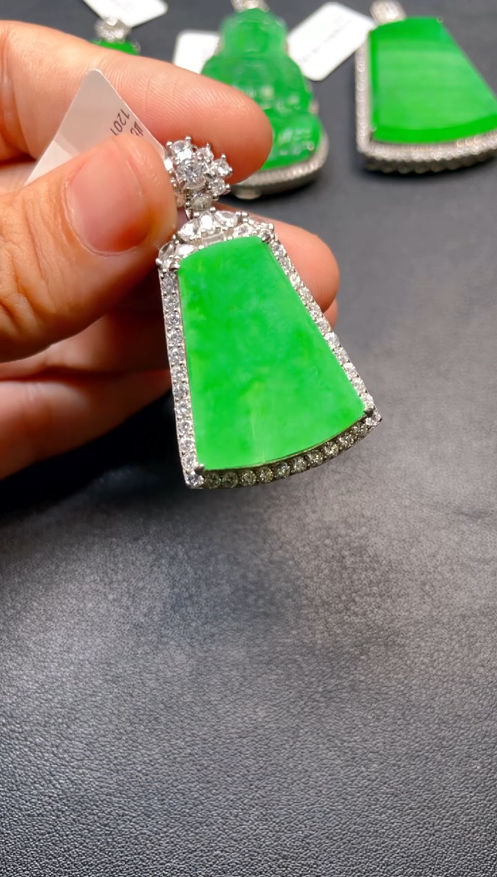 吊坠(不含链)银S925镶嵌翡翠吊坠