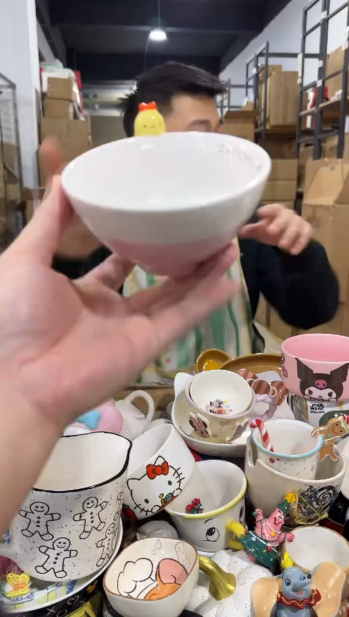 瓷片炸虾公仔碗 瑕疵不退换