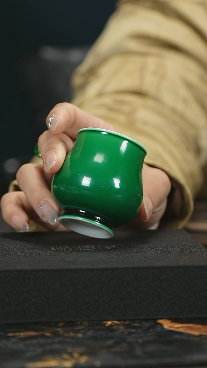 【闪购商品】瓷唐里郎窑绿玫瑰花主人杯茶具