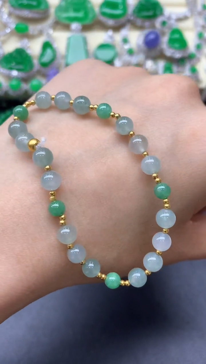 18K金镶嵌手链翡翠386-中国好珍宝