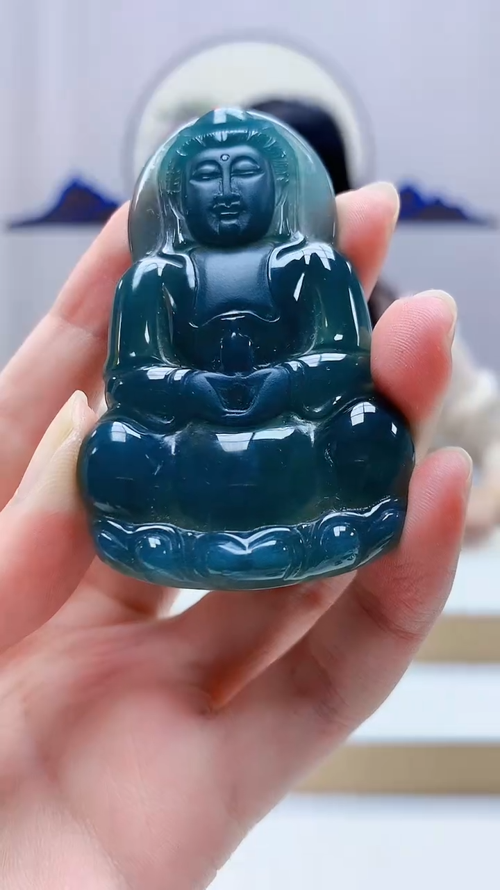 未镶嵌定制翡翠4852zm-毛货挂件观音86