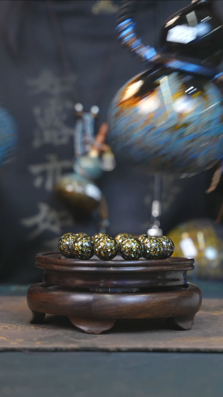 【闪购商品】YJ254漆艺酒葫芦不包手串及旋转底座