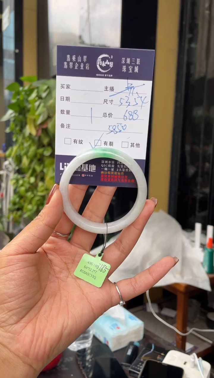 未镶嵌手镯翡翠C 53-54正圈 5850