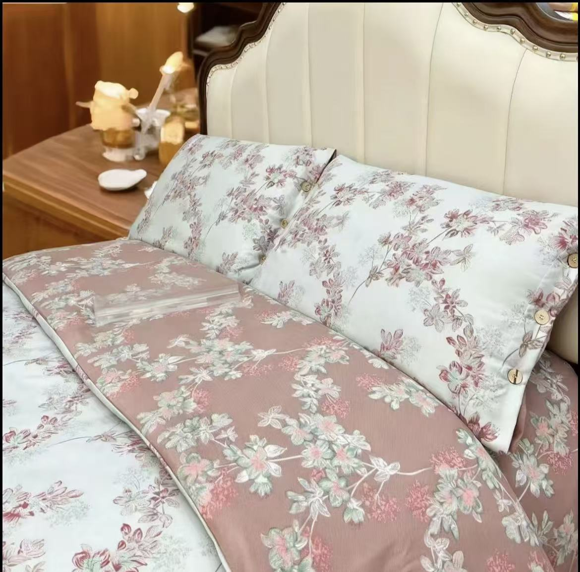 复古提花亲肤棉双层纱高端高档伤感彼此可机洗水洗四件套--【纤芷】