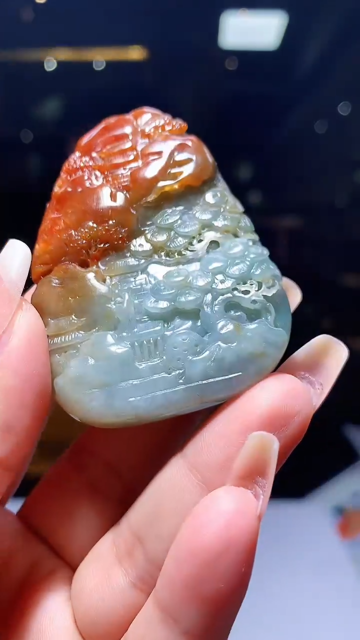 【闪购商品】定制翡翠未镶嵌1004xx-毛货挂件34