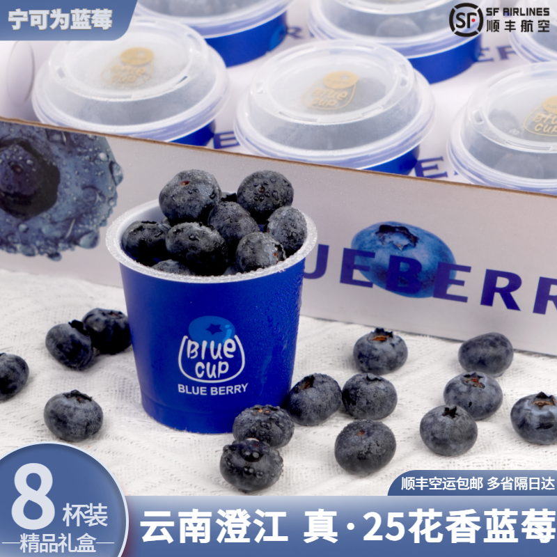 【真·25花香 8杯装礼盒】顺丰空运云南澄江新鲜应季25花香蓝莓脆甜