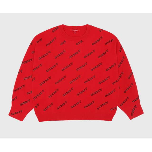 GUESS 女舒适通勤满幅印花毛衣-Q2BR45R2Q41