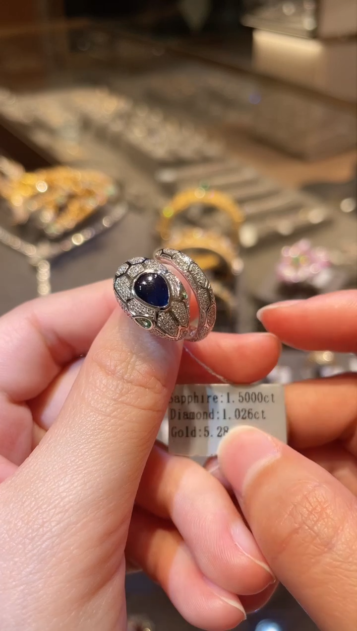 【闪购商品】蓝宝石戒指18K金镶嵌1.5ct/老烧/皇家蓝