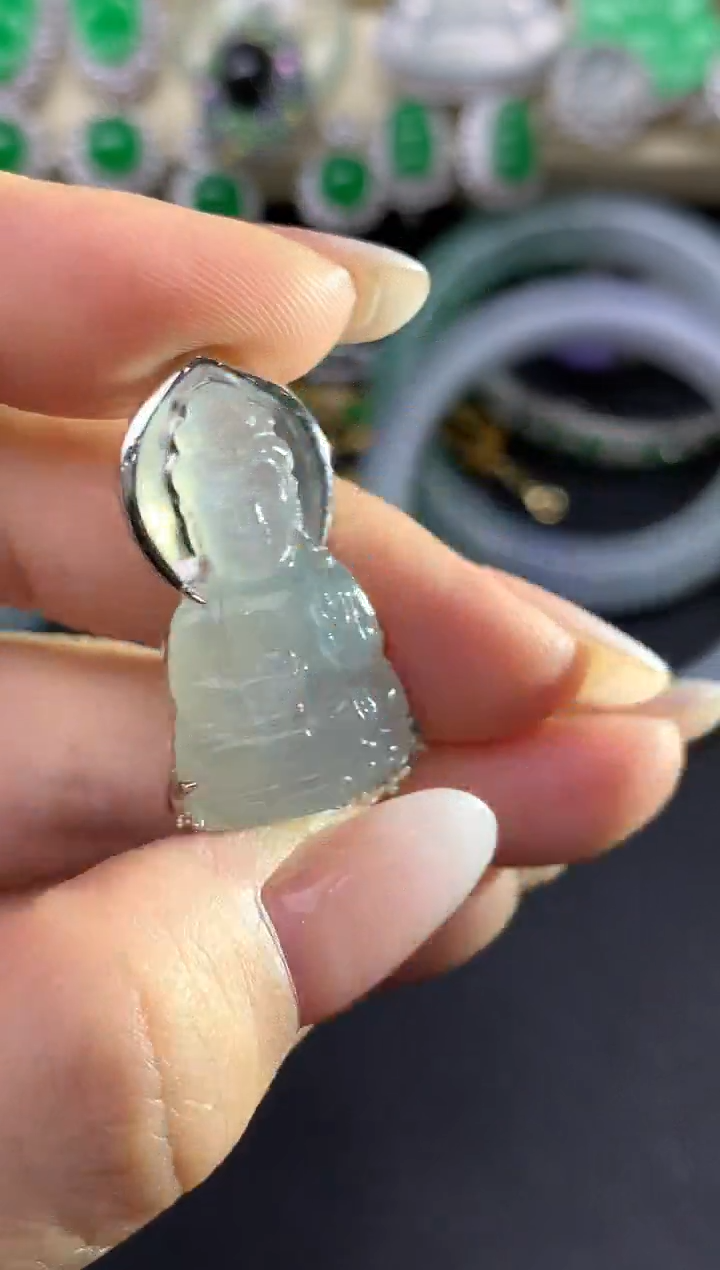 翡翠18K金镶嵌颈饰258-雪姐翡翠天天见